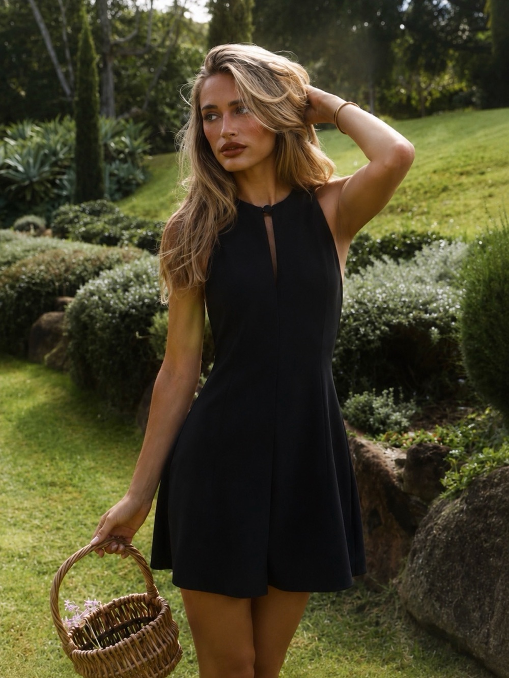 LIKE NEW Emporio Armani Black Sleeveless Mini Dress Keyhole Front Made in Italy